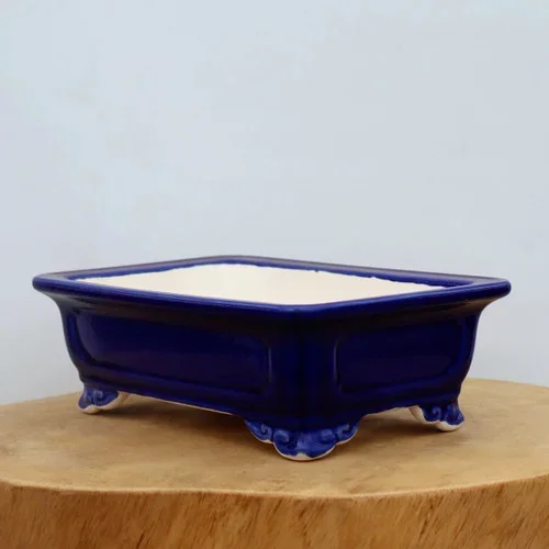 10″ Dark Blue Glazed Yixing Bonsai Pot (No. 2093)