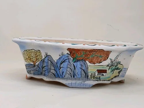 10″ Painted Yixing Bonsai Pot (No. 2127g)