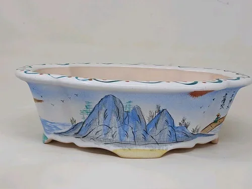 10″ Painted Yixing Bonsai Pot (No. 2127i)