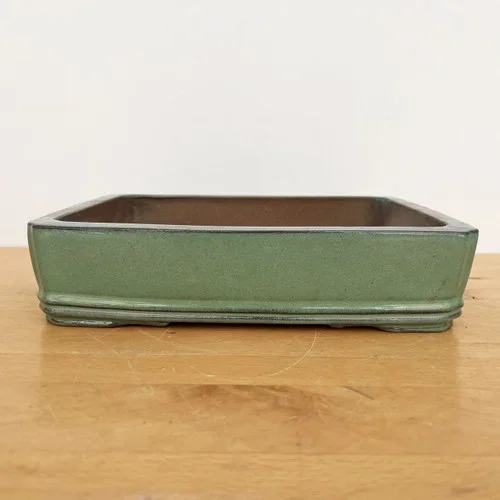 10-Inch Glazed Rectangle Yixing Ceramic Bonsai Pot (No. 2536)