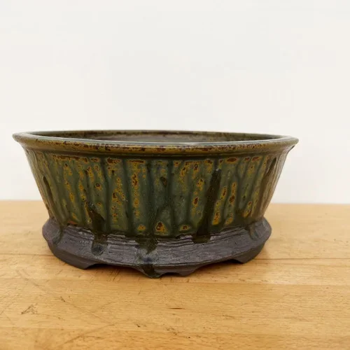 10-Inch Rustic Glazed Handmade Round Jack Hoover Ceramic Pot (No. 351)