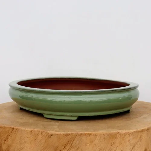 11-Inch Green Glazed Yixing Bonsai Pot (No. 2406d)