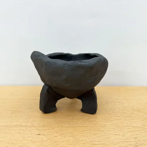 3.5″ Handmade Round Pinched Bonsai Pot / Planter by Paul Olson (No. 489)